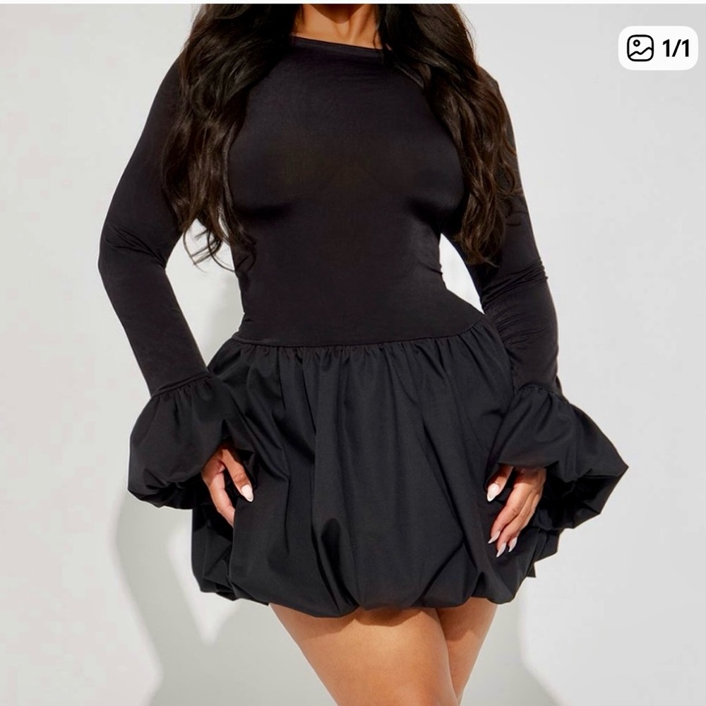 Fashion Nova Black Mini Bubble Skirt (XL)